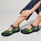 Women’s key lime abstract Mary Jane shoes with mesh upper and Velcro strap and EVA sole — additional view 6