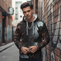 Unisex pullover hoodie with mystical fantasy all-over print and kangaroo pocket