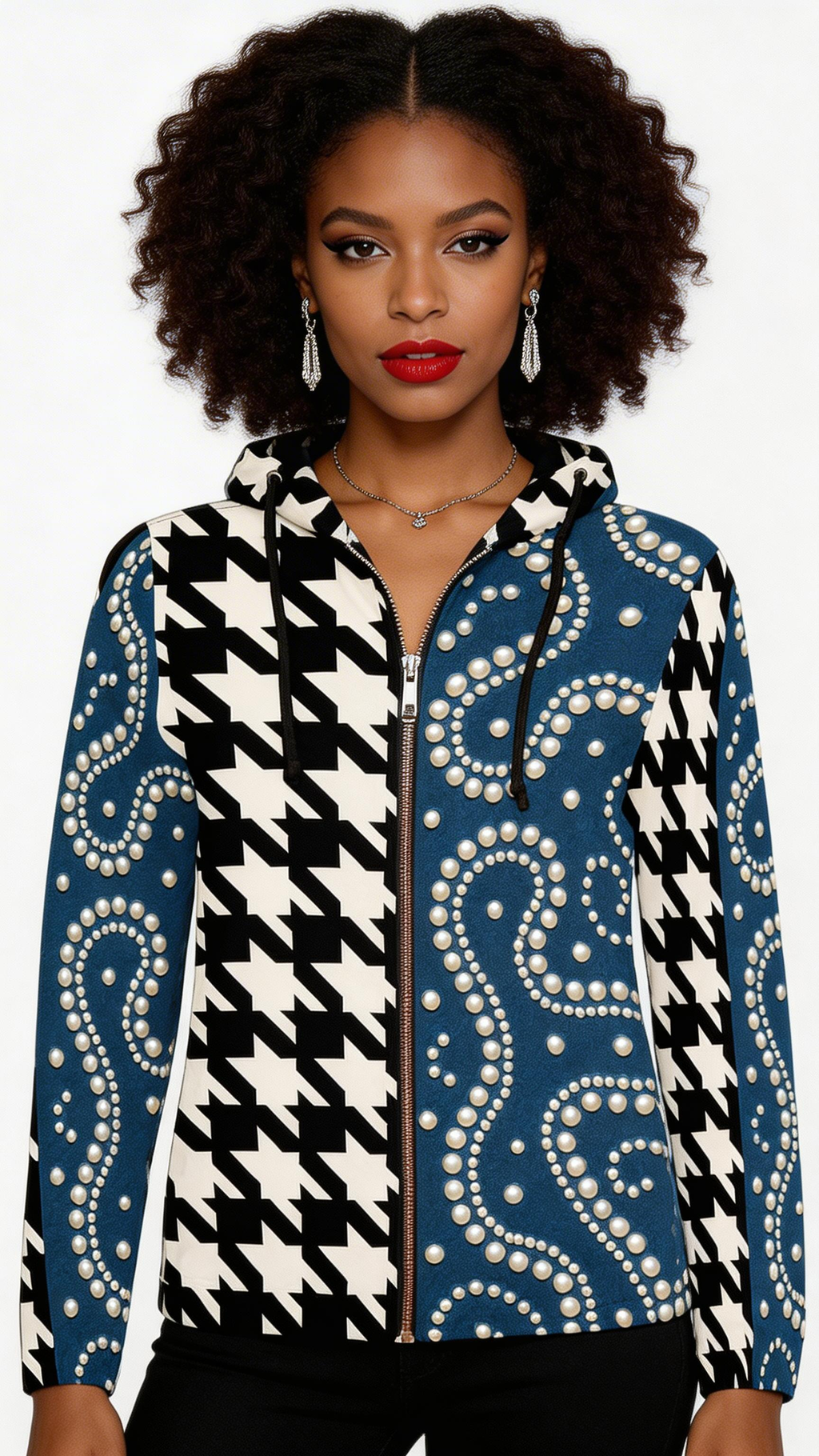Rich and Rich Women's Print Full Zip Hoodie with vibrant designer print and front zipper