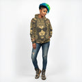 Rich and Rich Retro-Inspired Mixed Media Women's Brown Caricature Hoodie