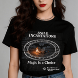 Garment-dyed heavyweight T-shirt with 'Magic Is a Choice' altar scene print and relaxed fit