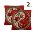 The Tribal Elegance Harmony Series – Crimson Balance Linen Throw Pillow 18x18inch (with Pillow Core)(2-Pack) - Rich and Rich Homeopportunities