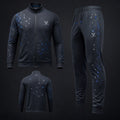 Vertex Quantum Mesh Tracksuit in olive with black geometric Vertex menswear design