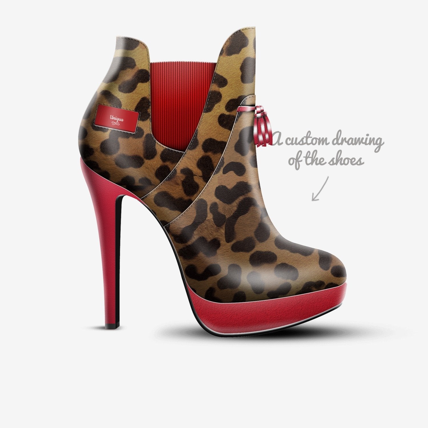 Rich and Rich Uniqua Red and Brown Animal Print Women's Tassels Platform Pump