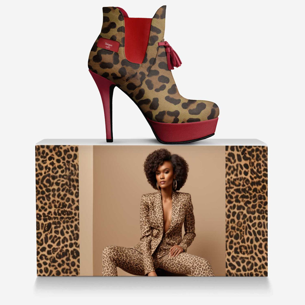 Rich and Rich Uniqua Red and Brown Animal Print Women's Tassels Platform Pump