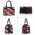 R&RH Red and Green Camouflage Women's PU Leather Handbag with zipper and pocket details