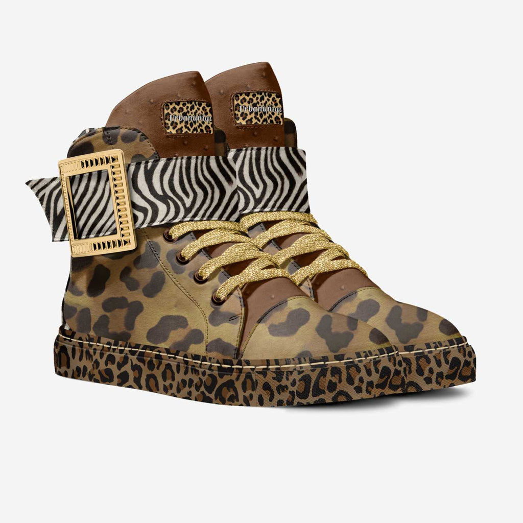 Rich and Rich Brown Animal Print Urbanunique Women's High Top Sneaker