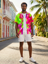 Load image into Gallery viewer, Men's Hot Magenta &amp; Lime Explosion Hawaiian Shirt - Rich and Rich Homeopportunities
