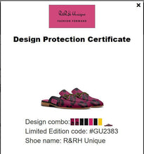 Load image into Gallery viewer, R_RH unique rich magenta slipper design - Rich and Rich Homeopportunities 
