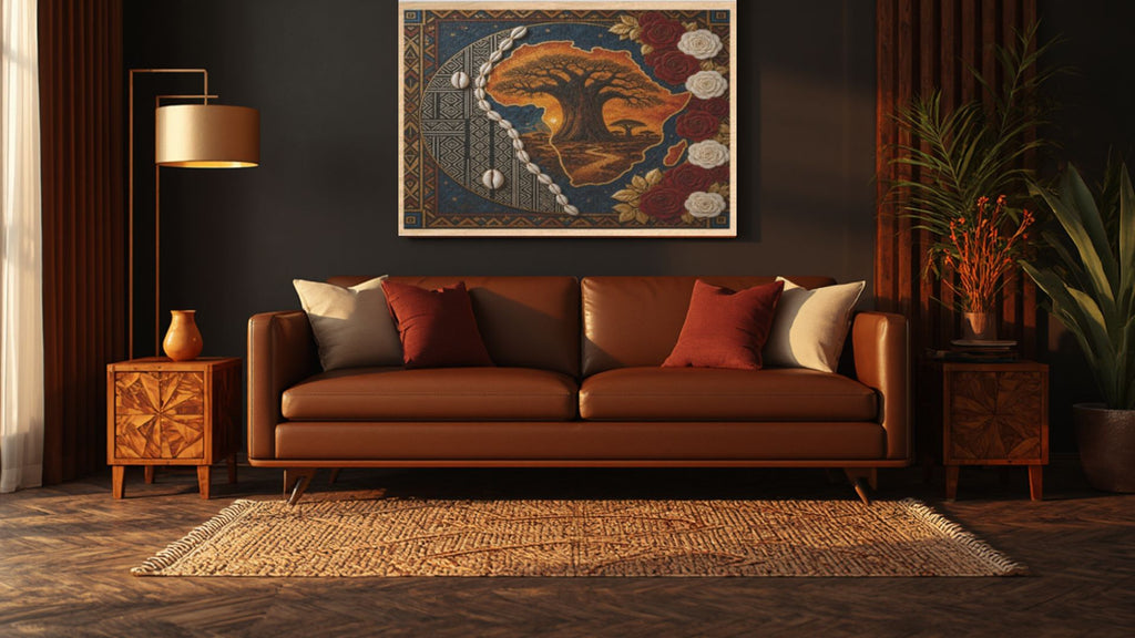 Mosaic Sunset Over Africa with Roses 1000-Piece Wooden Jigsaw Puzzles (Horizontal) Wall Art - Rich and Rich Homeopportunities
