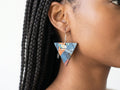 Rich and Rich Denim Look Wooden Earrings: Geometric Shape - Rich and Rich Homeopportunities