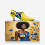 Yellow women's low-heel pump with rounded toe and plush interior lining — additional view 6