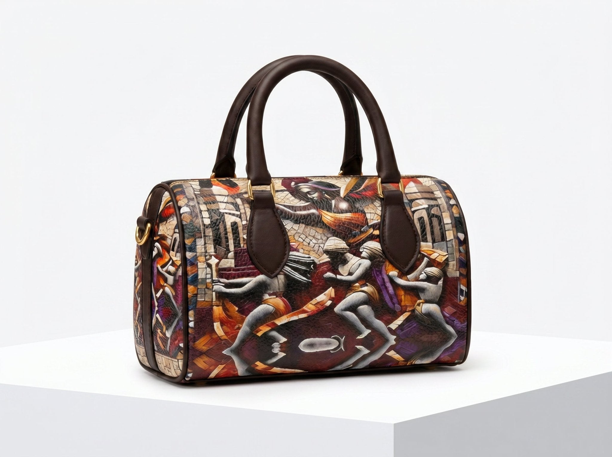 Rich and Rich Mini Denbigh Greek Mythology Women's Earthtone Leather Duffle Bag - Rich and Rich Homeopportunities