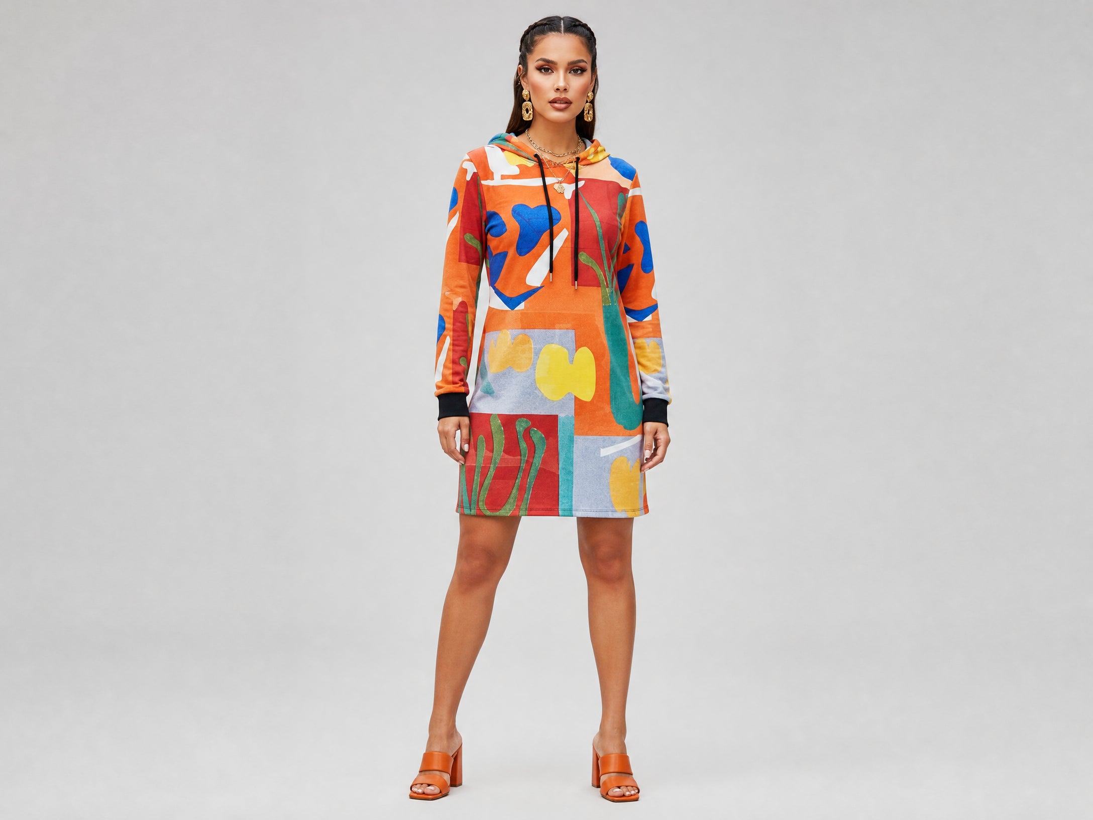 Rich and Rich Orange Abstract Women's Hoodie Dress - Rich and Rich Homeopportunities