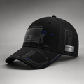 Vertex Monolith Code Baseball Baseball Cap in black with silver geometric Vertex menswear design
