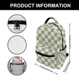 a Aesthetic Preppy Girls Beige Green Checkered Board Large Capacity Backpack