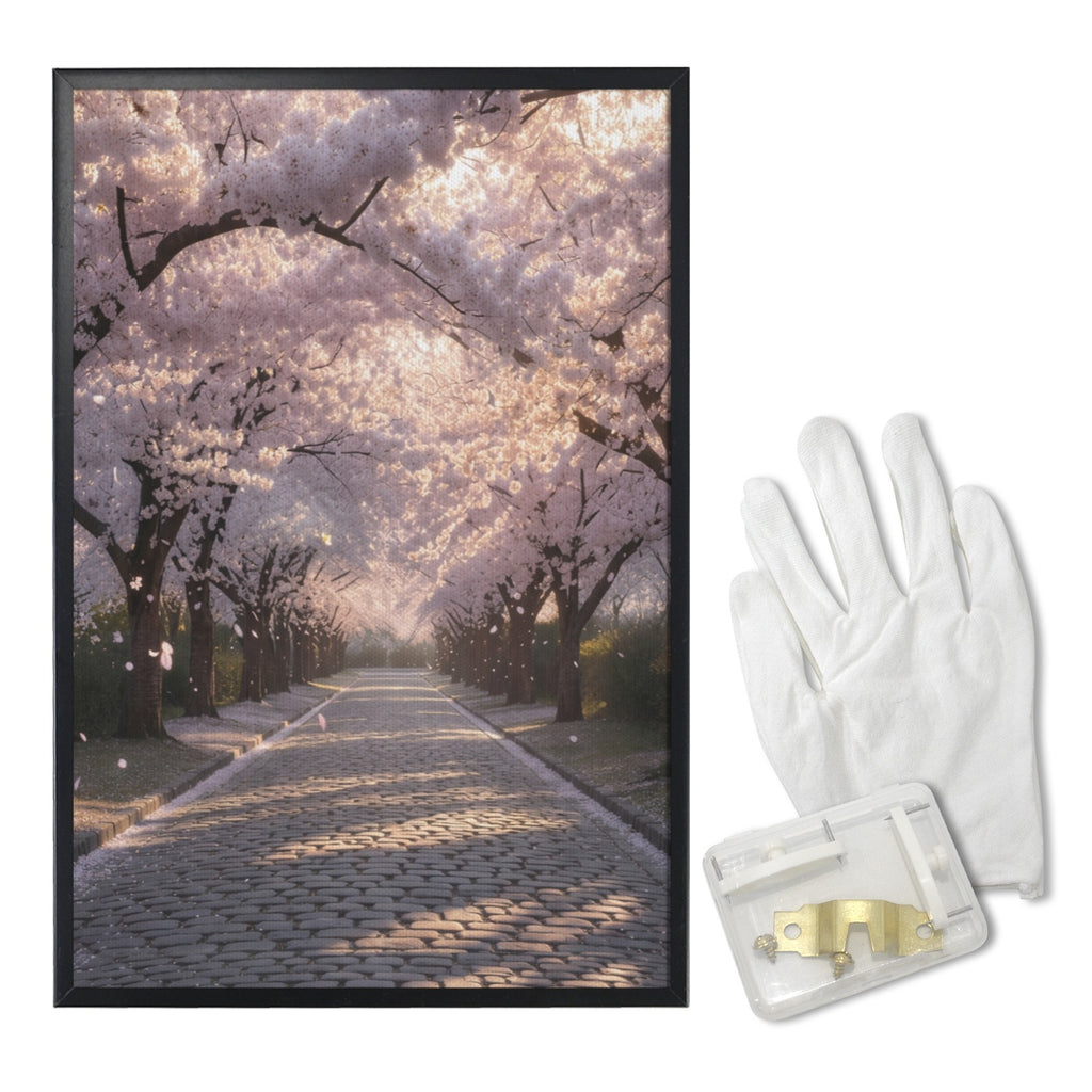 A Rich and Rich Cherry Blossom Pathway Walk Framed Art Print 20×30inch - Rich and Rich Homeopportunities