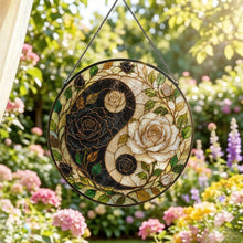 Load image into Gallery viewer, Rich and Rich Harmony Heritage Yin Yang Roses Glass Suncatcher
