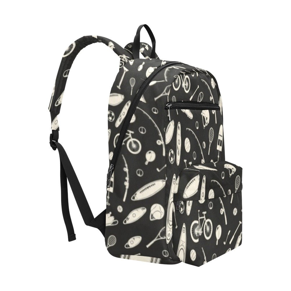Travel backpack with sport-inspired artwork, padded laptop sleeve and multiple exterior pockets — additional view 6