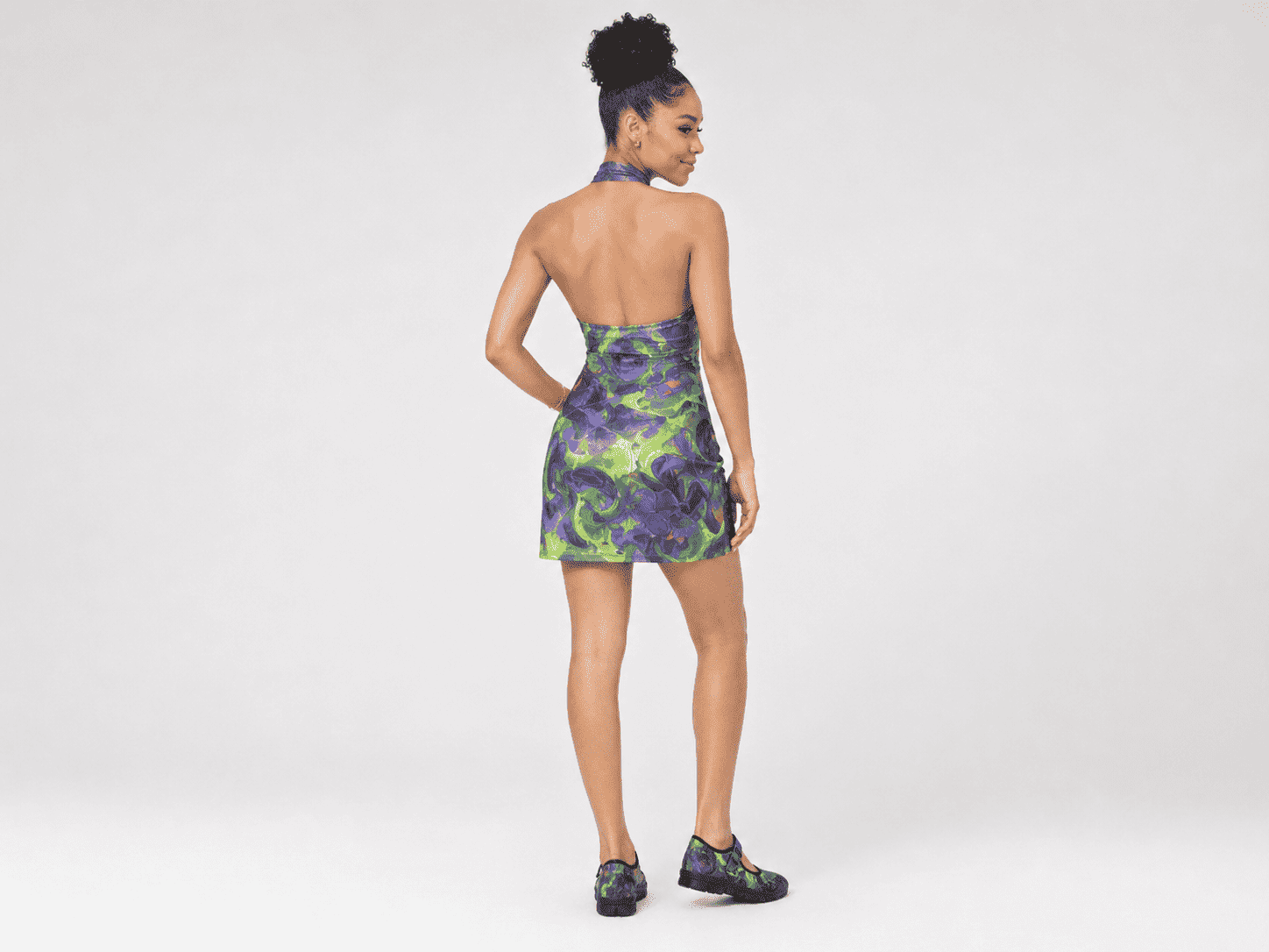 Women’s key lime abstract Mary Jane shoes with mesh upper and Velcro strap and EVA sole — additional view 19