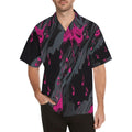 R&RH Magenta Graphic Hawaiian Shirt for Men with boxy fit and notch lapel collar