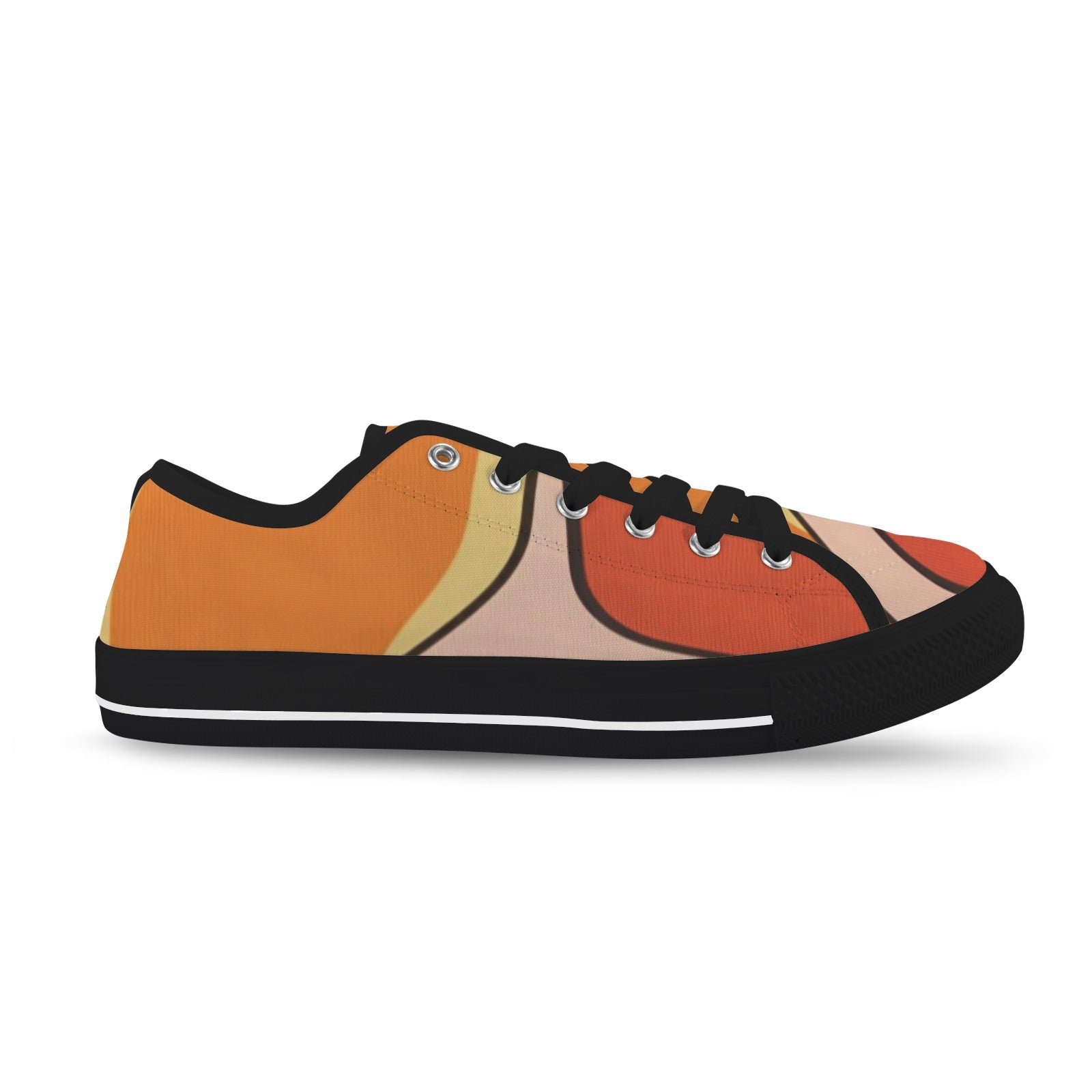 Rich and Rich Orange Abstract Women's Seattle Low Top Sneakers with black sole