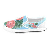 A Critter Kicks Girls Flamingo Blue Polka Dot Slip On Canvas Shoes