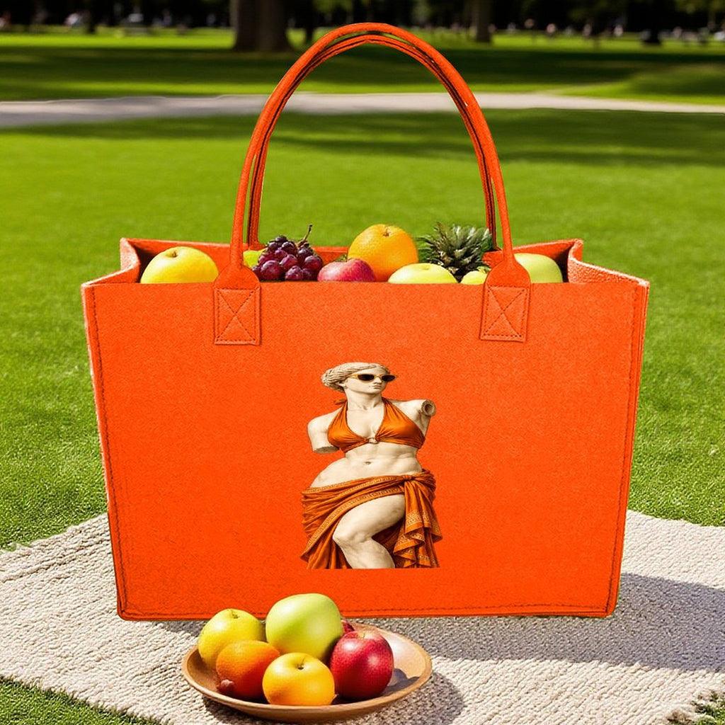 Rich and Rich Modern Goddess Fruit Orange Felt Tote Bag | Reusable Everyday Shopping & Travel Tote | Made in USA - Rich and Rich Homeopportunities