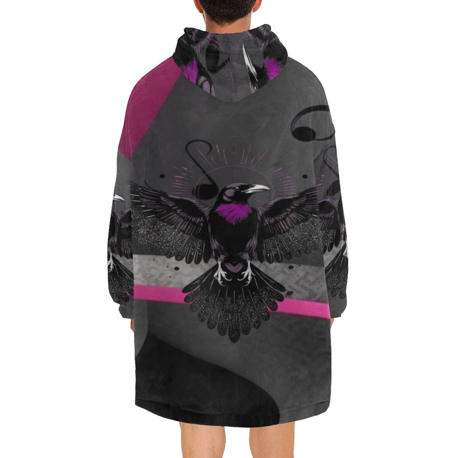 Utopiamania Magenta Men's Blanket Hoodie Robe made of soft polyester fleece