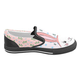 Pink girls' slip-on canvas shoes with bunny print, cushioned footbed and rubber outsole — additional view 10