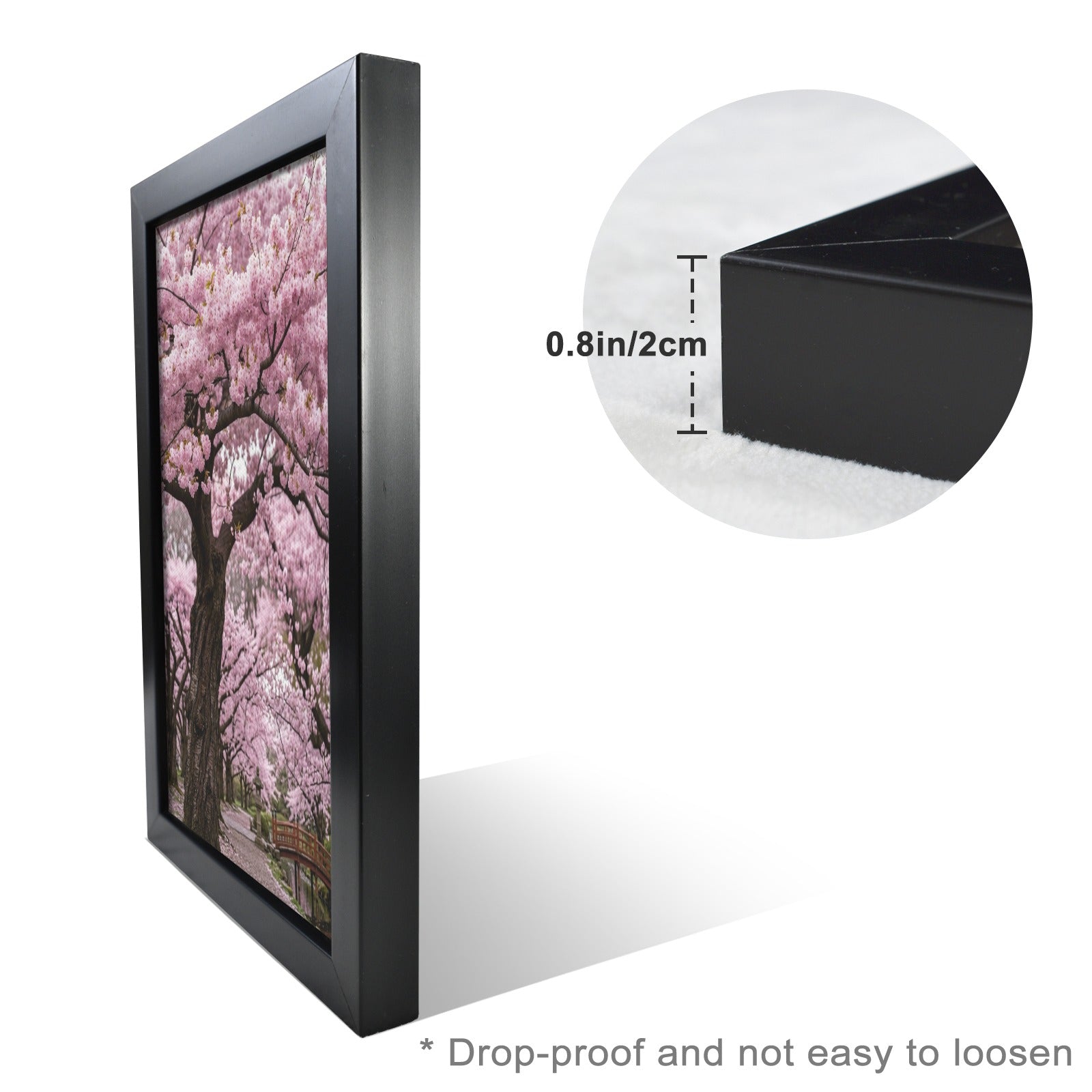 A Rich and Rich Cherry Blossom Pathway Black Framed Art Print 20×30inch - Rich and Rich Homeopportunities