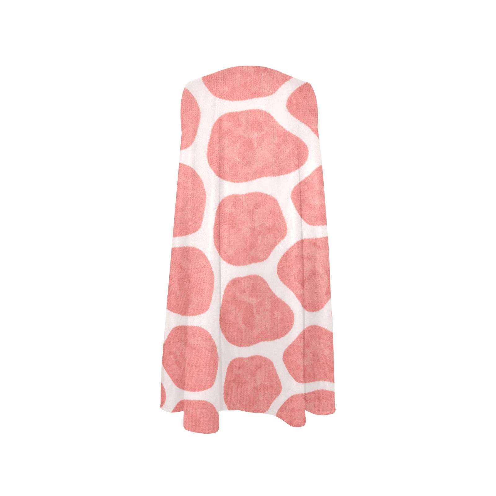 Sleeveless A-line dress with coral giraffe-inspired print and side pockets — rear view