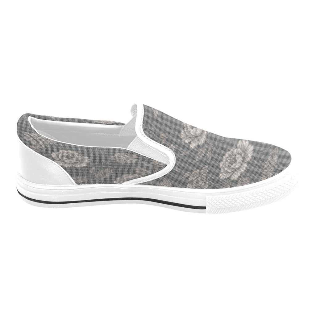 Rich and Rich Gray Floral Men’s Slip-On Canvas Shoes | Stylish Casual Floral Shoes for Men