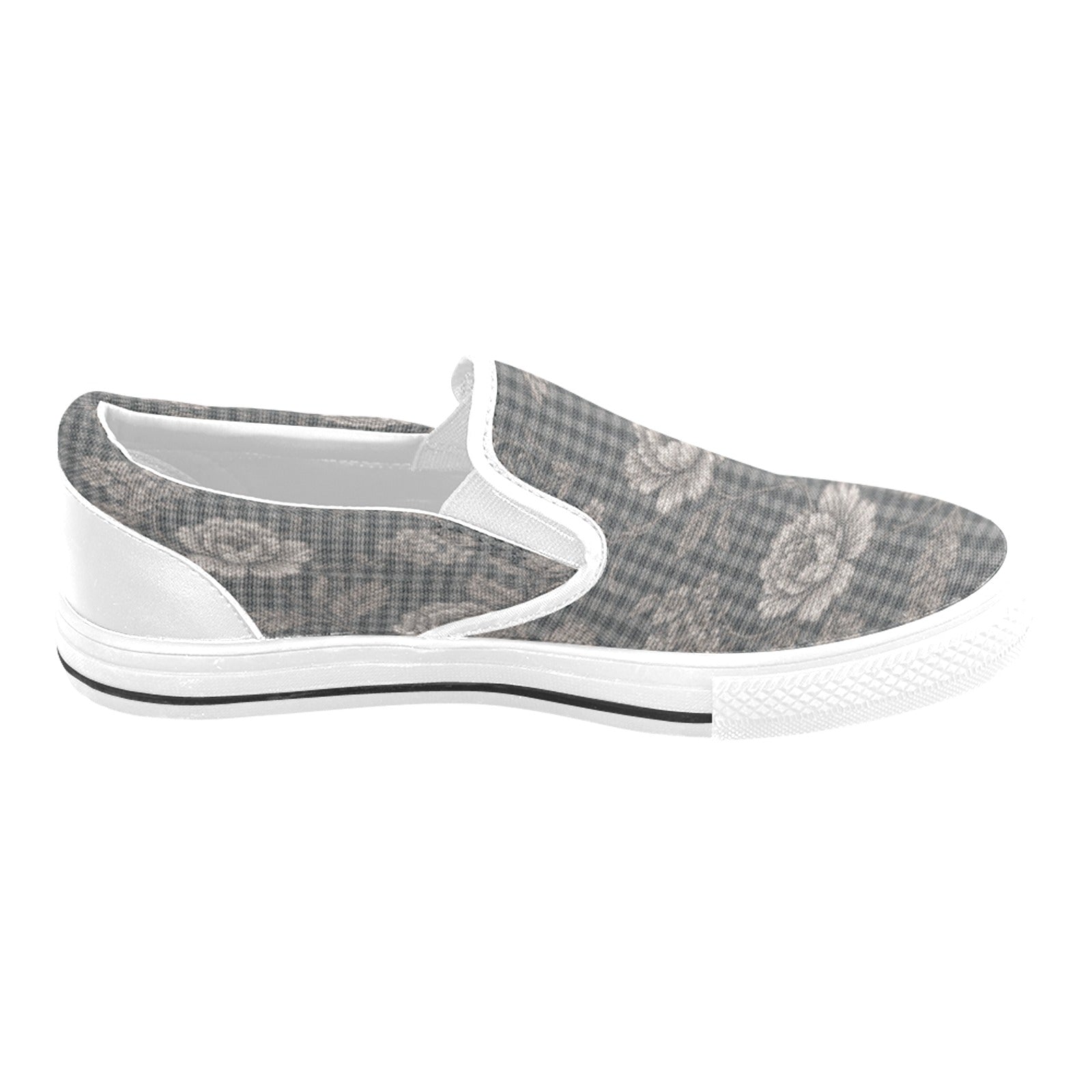 Rich and Rich Gray Floral Men’s Slip-On Canvas Shoes | Stylish Casual Floral Shoes for Men