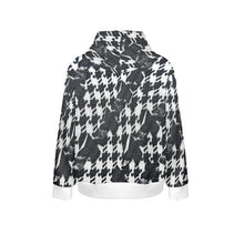 Load image into Gallery viewer, R&amp;RH Black and White Checker Mens Hoodie with White Trim Men&#39;s Long Sleeve Hoodie (Model H55)
