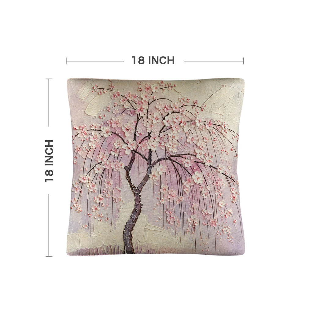 A Rich and Rich Cherry Blossom Tree Linen 18 x 18 inch Pillow with Pillow Core - Rich and Rich Homeopportunities