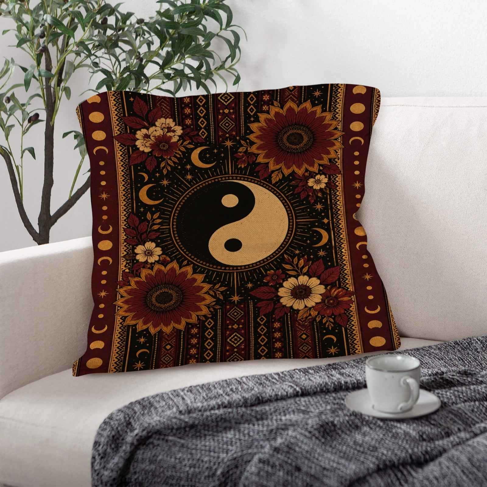 Rich and Rich Harmony Heritage Linen Pillows 18 x 18 with Pillow Core Set of 4 - Rich and Rich Homeopportunities