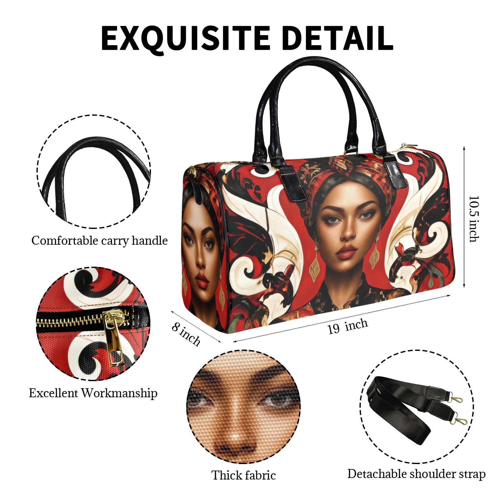 Rich and Rich Red Caricature Leather Travel Bag | Large Capacity 1200D Nylon Gym & Travel Duffel Bag