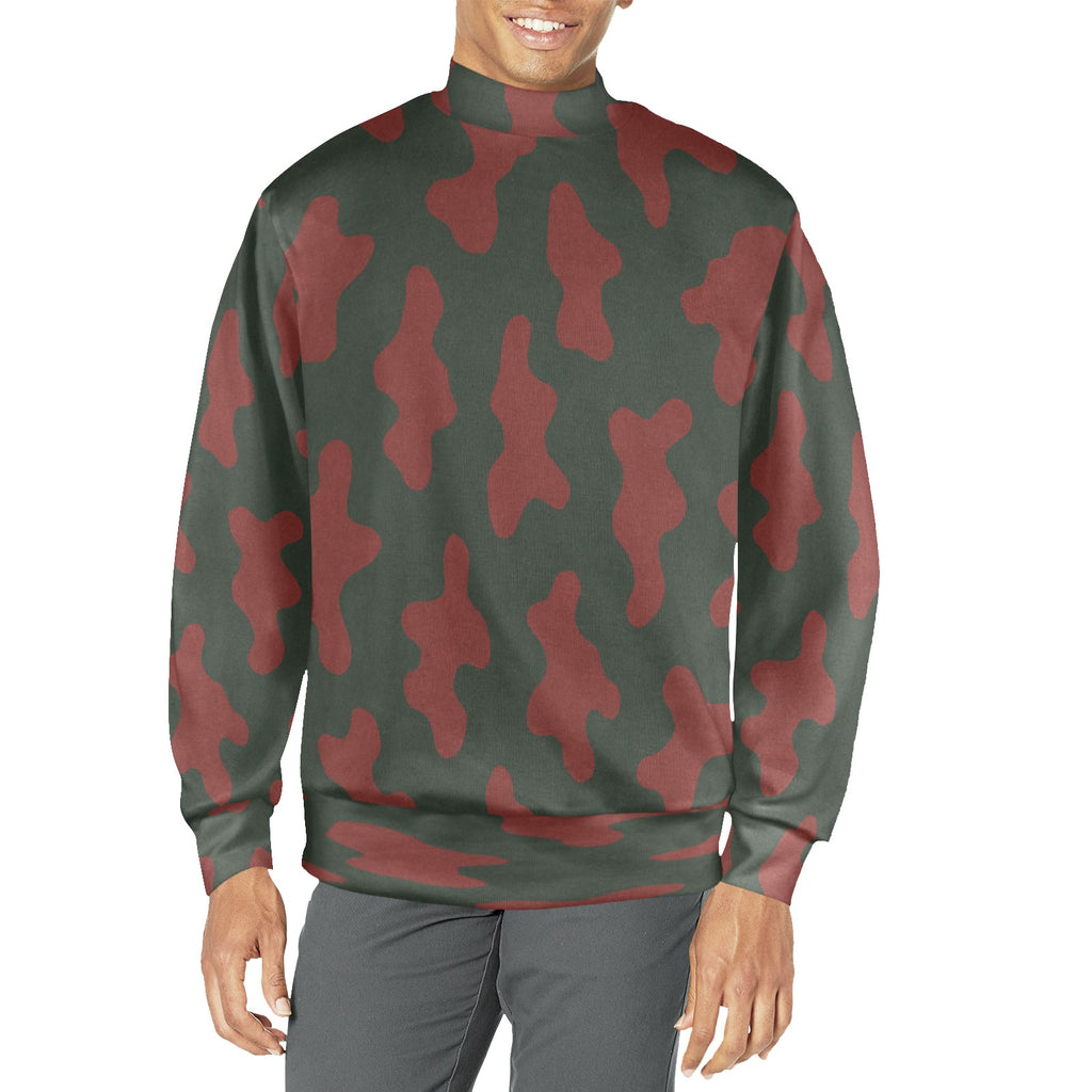 Rich and Rich Red Camo Men's Mock Neck Sweatshirt