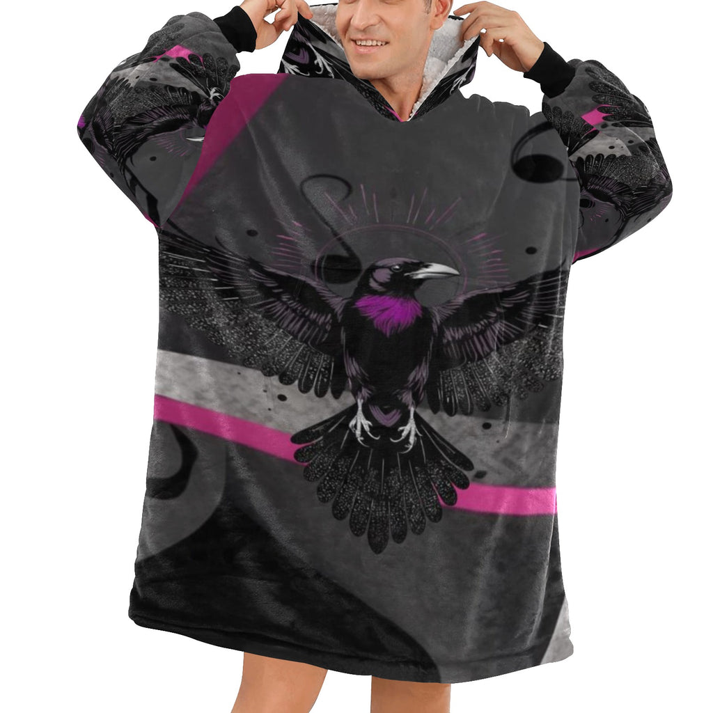 Utopiamania Magenta Men's Blanket Hoodie Robe made of soft polyester fleece