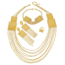 Load image into Gallery viewer, 18K Gold-Plated 5-Piece Multi-Layer Tassel Jewelry Set for Weddings
