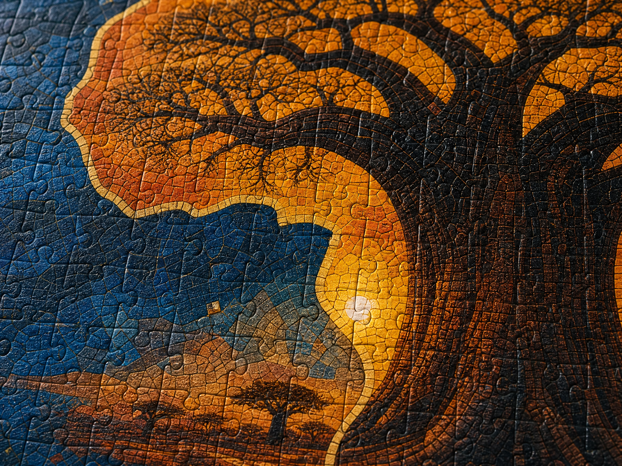 AncientCraft — The Baobab Tree of Life | 1000-Piece Wooden African Mosaic Jigsaw Puzzle