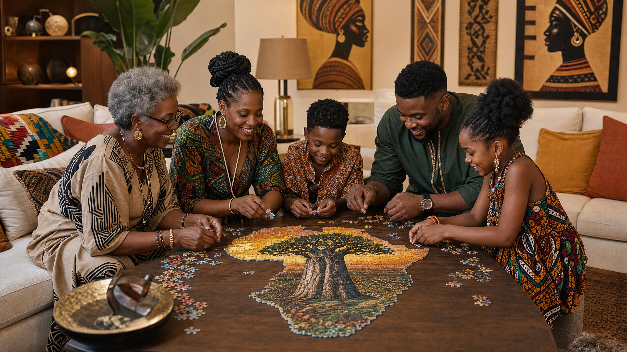 AncientCraft — The Baobab Tree of Life | 1000-Piece Wooden African Mosaic Jigsaw Puzzle