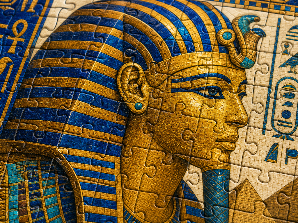 AncientCraft — The Golden Pharaoh | 1000-Piece Wooden Egyptian Mosaic Jigsaw Puzzle