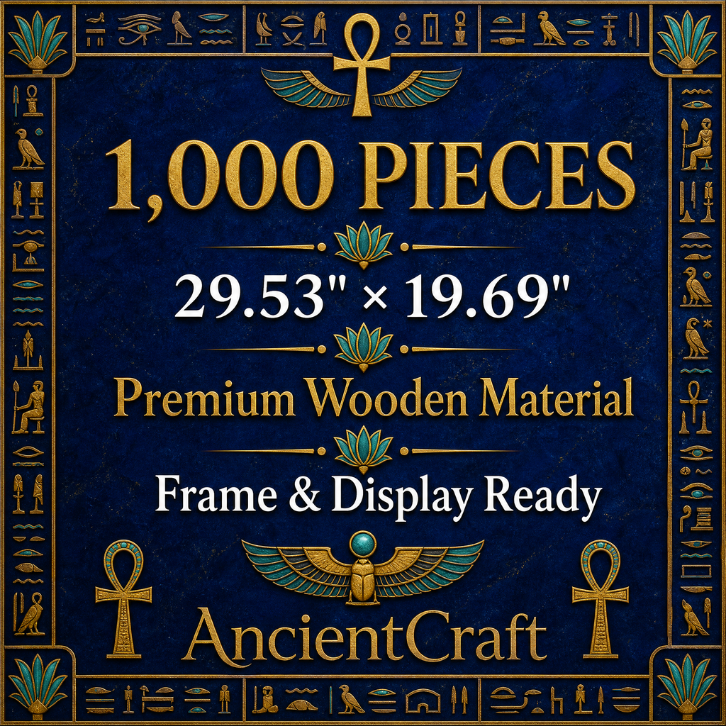 AncientCraft — The Golden Pharaoh | 1000-Piece Wooden Egyptian Mosaic Jigsaw Puzzle