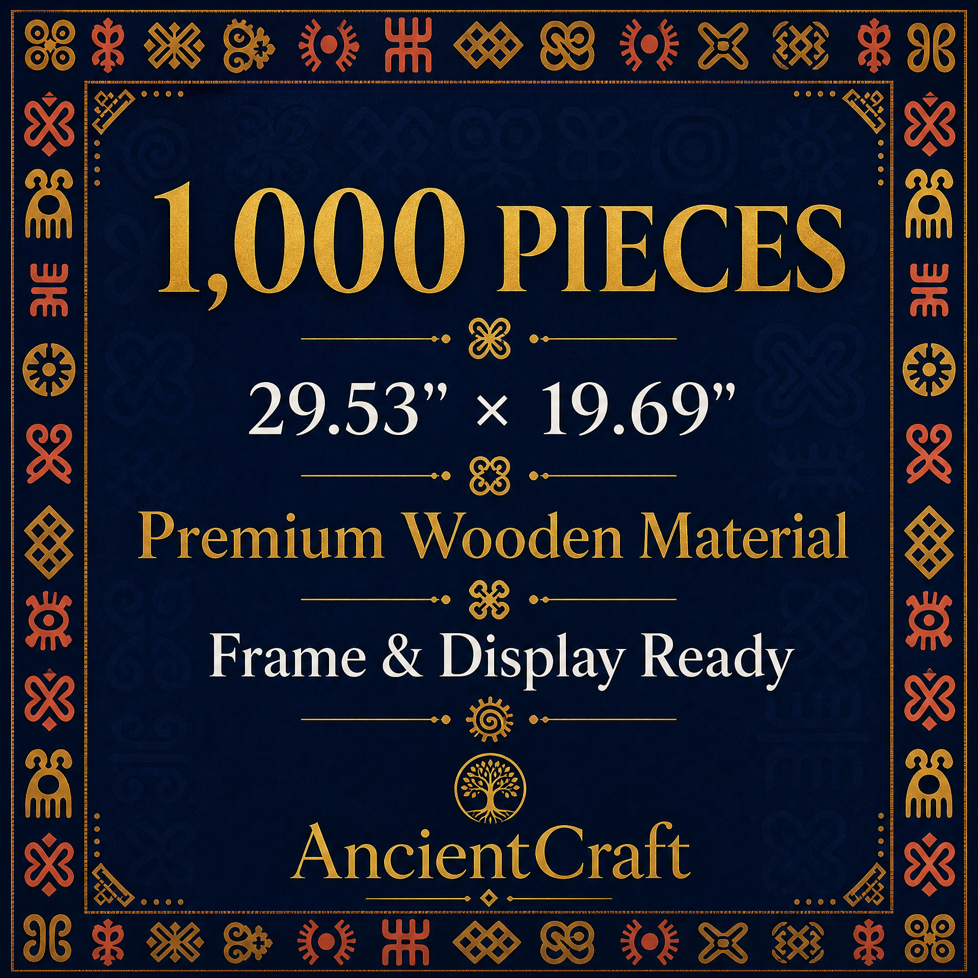 AncientCraft — The Rhythm: Juba Dance | 1000-Piece Wooden West African Mosaic Jigsaw Puzzle