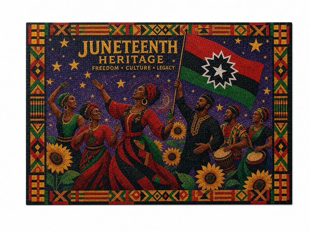 AncientCraft — Juneteenth Heritage | 1000-Piece Wooden Freedom Mosaic Jigsaw Puzzle