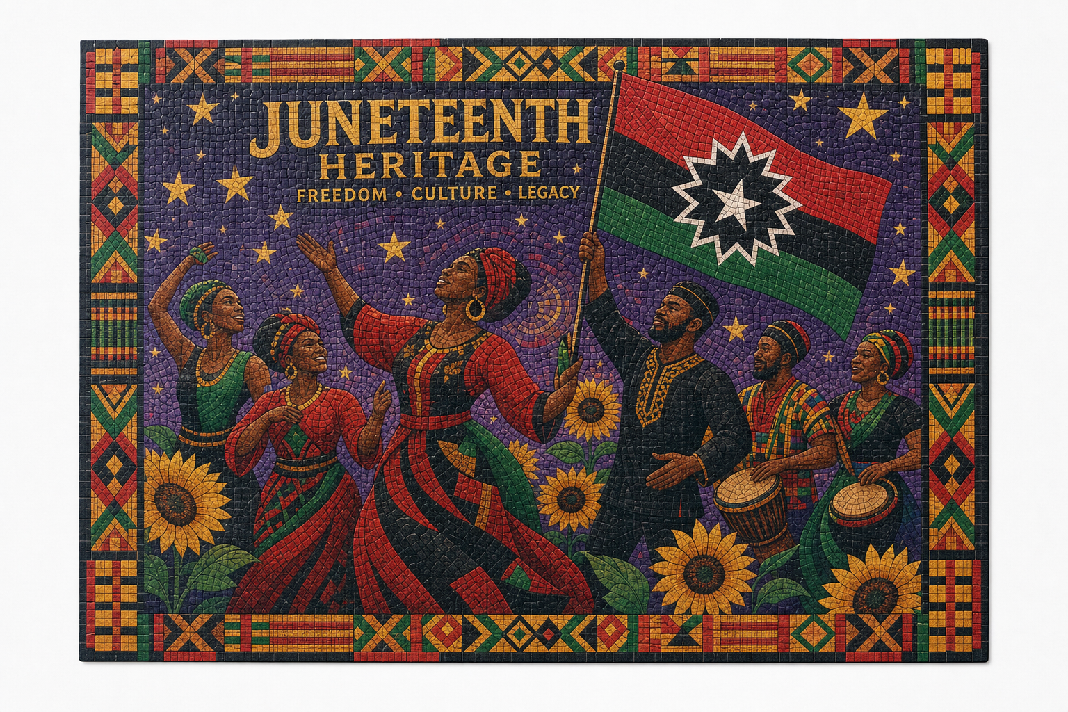 AncientCraft — Juneteenth Heritage | 1000-Piece Wooden Freedom Mosaic Jigsaw Puzzle