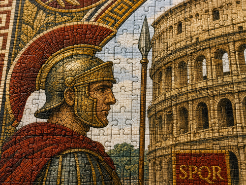 AncientCraft — The Colosseum & Roman Legions | 1000-Piece Wooden Mosaic Jigsaw Puzzle