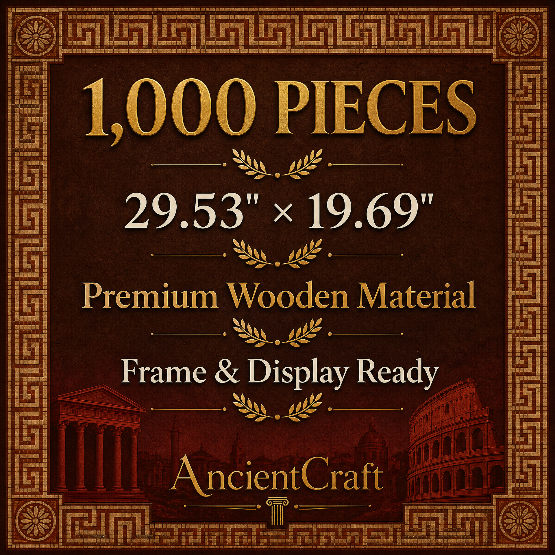 AncientCraft — The Colosseum & Roman Legions | 1000-Piece Wooden Mosaic Jigsaw Puzzle